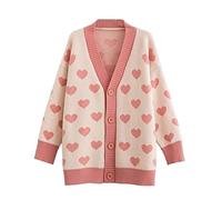 HJUGHPN Suéter de mujer para mujer, suéter informal para otoño e invierno, suéter de corazón, suéter de punto grueso, camisa de punto para mujer