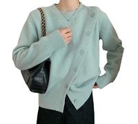 HJUGHPN Suéter de mujer para otoño e invierno, suéter para mujer, cárdigan irregular, color rosa