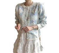 HJUGHPN Suéter de punto corto para mujer, cárdigan con flores, para otoño e invierno