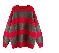 HJUGHPN Suéter de punto de cuello alto en contraste de color para mujer, cárdigan de manga larga, ropa para mujer