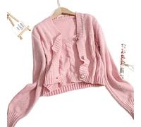 HJUGHPN Suéter de punto de dos piezas con lentejuelas para mujer, con cuello en V, corte dulce, chaleco de punto delgado debajo