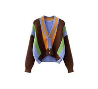 HJUGHPN Suéter de punto grueso para mujer, con aguja gruesa, color a juego, cárdigan para mujer, para otoño, suelto, a la moda