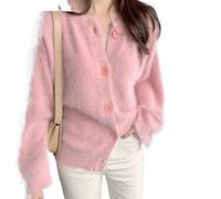 HJUGHPN Suéter de punto para mujer de otoño e invierno, cárdigan de punto, con botones, súper grande, para mujer