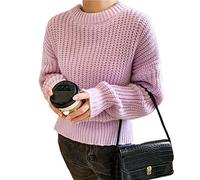 HJUGHPN Suéter de punto para mujer de otoño e invierno, mínimo, súper grande, de punto, para mujer