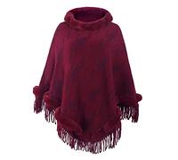 HJUGHPN Suéter para mujer, cuello de piel de invierno, capa de invierno, grande, irregular, manga murciélago, suéter de punto