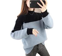 HJUGHPN Suéter para mujer, cuello medio alto, acolchado, para otoño e invierno, holgado, de chenilla, de manga larga, con tejido