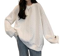 HJUGHPN Suéter para mujer, estilo de ropa con cuello en V, lazo doble, suéter de punto grueso