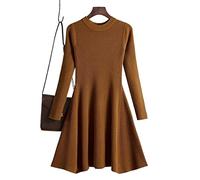 HJUGHPN Suéter para mujer, para otoño e invierno, acampanado, grueso, vestido de punto para mujer, mini bata de punto para mujer