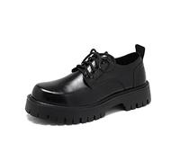 HJUGHPN Zapatos formales para hombre y hombre, estilo urbano, plataforma casual, suela gruesa, zapatos de cuero, para negocios, vintage, boda, zapatos de cuero (Schwarz, 7.5 UK)