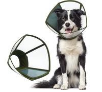 Hjumarayan Collar Isabelino Perro - Campana Perro Transparente y Plegable, Collarin Perros para No Rascarse Cono para Recuperación, Verde Militar L