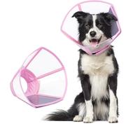 Hjumarayan Collar Isabelino Perro - Campana Perro Transparente y Plegable, Collarin Perros para No Rascarse Cono para Recuperación, Rosa L