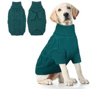 Hjumarayan Jersey de punto para perros grandes, ropa cálida para mascotas para invierno al aire libre, suéter suave y grueso para bulldog francés, Border Collie, verde pavo real, talla XL