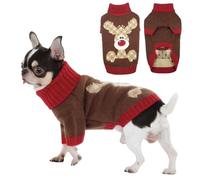 Hjumarayan Jersey Navidad Perro - Diseño con Reno Sueter Perro Ropa Cálido con Apertura para Correa, para Chihuahua, Cachorro de Pomerania, Yorkie Mini, Marrón XS