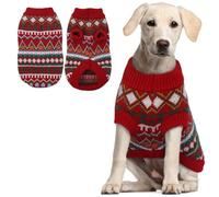 Hjumarayan Jersey para Perro Mediano - Precioso Jersey Navideño, Cálido y Boho para Perros Medianos (Rojo-Verde XXL)
