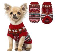 Hjumarayan Jersey para Perro Pequeño - Precioso Ropa Navideña Boho, Cálido para Chihuahua y Perros Pequeños (Rojo-Verde S)
