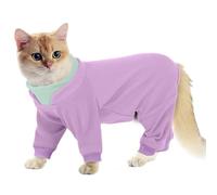 Hjumarayan Mono para gatos, traje de recuperación de gatos, traje de aseo para gatos con piernas, traje de pelo pegajoso después de la cirugía, vestido de forro polar cálido de cobertura completa para