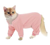 Hjumarayan Traje de aseo para gatos, traje de recuperación de gatos, mameluco para gatos con piernas, traje de pelo pegajoso después de la cirugía, vestido de forro polar cálido de cobertura completa