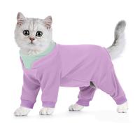 Hjumarayan Traje de recuperación para gatos, traje de aseo para gatos con piernas, traje de pelo pegajoso después de la cirugía, vestido de forro polar cálido de cobertura completa para dejar de lamer
