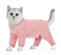 Hjumarayan Traje de recuperación para gatos, traje de aseo para gatos con piernas, traje de pelo pegajoso después de la cirugía, vestido de forro polar cálido de cobertura completa para dejar de lamer