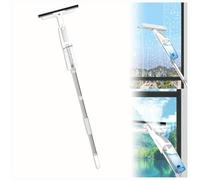 HJXBD888 3 en 1 Spray Limpiacristales con Poste Telescópico, Limpiacristales Coche con 3 Paños Microfibra para Ventanas Altas Interiores/Exteriores