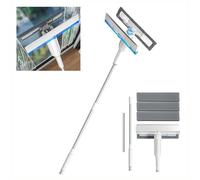 HJXBD888 4 en 1 Spray Limpiador De Cristales con Colector De Aguas Residuales Y 3 Paños Microfibra, Limpiacristales Coche con Varilla De Extensión para Baños,Ventanas,Espejos