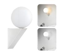 HJXDtech Aplique de Pared Moderno con Globo de Vidrio Opalino, LED E14 Temperatura de Color Ajustable (3000K-6000K), Lámpara de Pared de Metal para Dormitorio, Salón, Pasillo (Blanco)