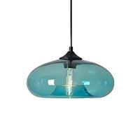 HJXDtech Lámpara Colgante de Techo con Pantalla de Vidrio de 28cm - Monoluz Lámpara de Araña Industrial Vintage Loft E27 para Cocina, Comedor y Sala (Azul)