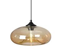 HJXDtech Lámpara Colgante de Techo con Pantalla de Vidrio de 28cm - Monoluz Lámpara de Araña Industrial Vintage Loft E27 para Cocina, Comedor y Sala (Ámbar)