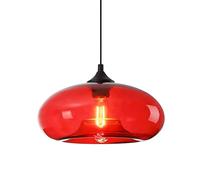 HJXDtech Lámpara Colgante de Techo con Pantalla de Vidrio de 28cm - Monoluz Lámpara de Araña Industrial Vintage Loft E27 para Cocina, Comedor y Sala (Rojo)