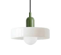 HJXDtech Lámpara Colgante de Techo con Pantalla Redonda de Vidrio de 25cm, Base E27, Moderna Luz Colgante Ajustable en Altura para Cocina Isla Comedor Dormitorio (Blanco)