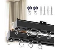 HJXGQJM Riel De Cortina De Aluminio, Herrajes for Cortinas, Riel Flexible for Cortina De Techo, Riel De Cortina De Doble Carril Longitud 1m-5m, for Montaje En Ventanas Y for Cama(Noir,5.6m/18.3ft)
