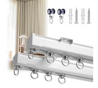 HJXGQJM Riel De Cortina De Aluminio, Herrajes for Cortinas, Riel Flexible for Cortina De Techo, Riel De Cortina De Doble Carril Longitud 1m-5m, for Montaje En Ventanas Y for Cama(White,6m/19.6ft)
