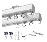 HJXGQJM Riel De Cortina Doble, Riel De Cortina De Aluminio, Room Divider Curtain Rod, Montaje En Pared Riel De Techo,Riel De Cortina Recto(White,3.8m(12.5ft))