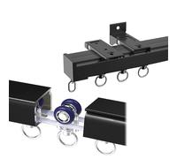 HJXGQJM Rieles De Cortinas para El Techo, Barra De Cortina Separadora De Ambientes, Riel De Techo De Aleación De Aluminio para Cortinas, Riel De Cortina con Rodillos Mudos(Noir,2.6m(8.5ft))