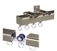 HJXGQJM Rieles De Cortinas para El Techo, Barra De Cortina Separadora De Ambientes, Riel De Techo De Aleación De Aluminio para Cortinas, Riel De Cortina con Rodillos Mudos(Champagne,3m(9.8ft))