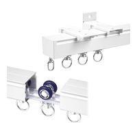 HJXGQJM Rieles De Cortinas para El Techo, Barra De Cortina Separadora De Ambientes, Riel De Techo De Aleación De Aluminio para Cortinas, Riel De Cortina con Rodillos Mudos(White,6m(19.7ft))