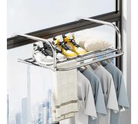 HJXGQJM Tendedero para Radiador, Colgante, Tendedero Balcón Barandilla, Tendedero De Ropa Extensible, Tendedero Plegable Acero Inoxidable(Fixed Style 50cm)