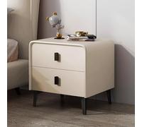 HJYBFA Armario de almacenamiento de cuero, mesita de noche, moderno con cajones, mesita de noche, mesas auxiliares minimalistas y prácticas (blanco, 18 pulgadas de largo x 16 pulgadas de ancho x 19