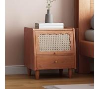 HJYBFA Dormitorio francés retro negro madera maciza con cajones de almacenamiento dobles, mini armario de ratán de roble/mesa de café de madera negra-estilo nórdico de mediados de siglo (color: cereza