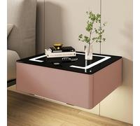 HJYBFA HJYBFAWH Lámpara de Pared LED estación de Carga inalámbrica y Luces, Mesa Auxiliar Flotante Moderna, 1 cajón para Dormitorio y Sala de Estar, Rosa, 48 cm