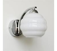 HJYCLFAZU Aplique de Pared de Cristal con Forma de Globo, lámpara nórdica Acanalada, Moderna, con Brazo Curvo, para Pasillo, mesita de Noche, baño, Sala de Estar, Hotel (Blanco Leche)