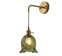 HJYCLFAZU Apliques de Pared metálicos Vintage con Pantalla de Cristal Verde - Lámpara de Techo con cableado Fijo para Dormitorio, baño o Entrada. Elegante solución de iluminación de 1 luz (Verde).