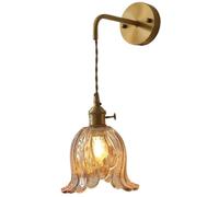 HJYCLFAZU Apliques de Pared metálicos Vintage con Pantalla de Cristal Verde - Lámpara de Techo con cableado Fijo para Dormitorio, baño o Entrada. Elegante solución de iluminación de 1 luz (marrón).