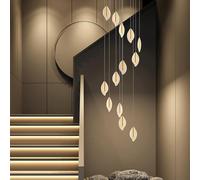 HJYCLFAZU Departamento de Ventas de Villas Mesa de Arena Vestíbulo Hoja Ingeniería Accesorios de iluminación Hotel Dúplex Escalera Tienda Comercial (Tamaño: 3 Cabezas D30CM XH150CM, C