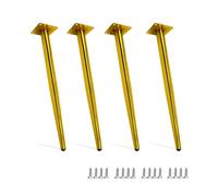 HJYCLFAZU Juego de 4 Patas de Metal Ajustables para Muebles, Repuesto para mesas, sillas, escritorios, sofás y armarios, Acabado Dorado, 40 cm de Altura, Home Dr