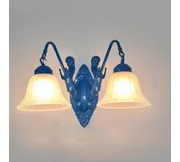 HJYCLFAZU Lámpara de Pared LED Estilo Pastoral mediterráneo para Sala de Estar, Restaurante, Dormitorio, Estudio, Villa, niños, cafetería, Bar, Escalera, Pasillo (O 2 Luces)