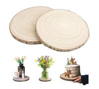 HJYDGJ 2 placas de madera pulidas, redondas, diámetro de 30 - 35 cm, círculos de madera sin perforar, tabla de madera, tabla de decoración grande, discos de madera para manualidades, tronco de árbol,