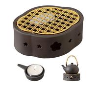 HJYDGJ Calientaplatos de cerámica Tetera Calentador adecuado para calentar té y café, soporte para velas retro tallado, adecuado para tetera, calentador de cerámica con bandeja y soporte para velas -