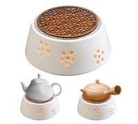 HJYDGJ Calientaplatos de cerámica Tetera Calentador adecuado para calentar té y café tallado retro portavelas adecuado para tetera calentador de cerámica sin bandeja y portavelas - blanco