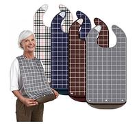 HJYDGJ Pack de 4 baberos para divertidos, impermeables, protectores de alimentos, impermeables, para adultos, con botones de presión y guardabarros para proteger la ropa, babero para ancianos, Cuatro